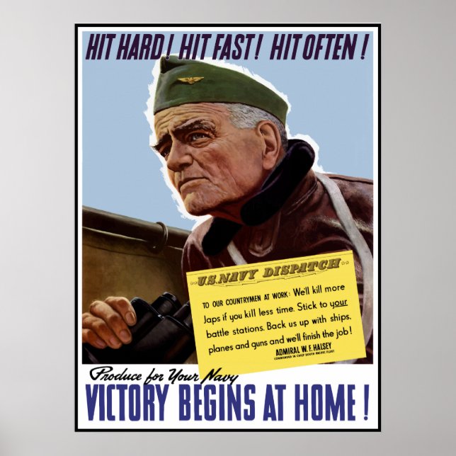 WW2 Bull Halsey Poster -- Border (Front)