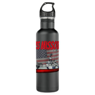 WW2&Cold War Veteran Battleship USS Missouri BB-63 Stainless Steel Water Bottle