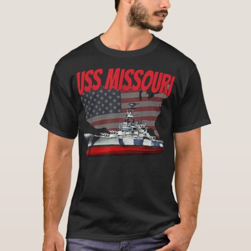 WW2Cold War Veteran Battleship USS Missouri BB_63 T_Shirt