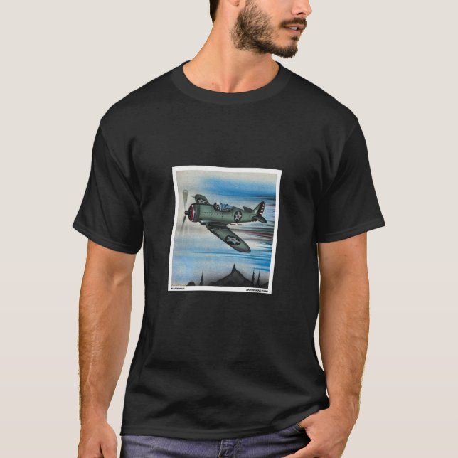 WW2 Fighter Plane Airbrush Painting Military Veter T-Shirt (Front)