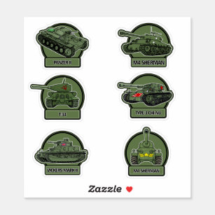 WW2 Military Tank Stickers - Olive Green