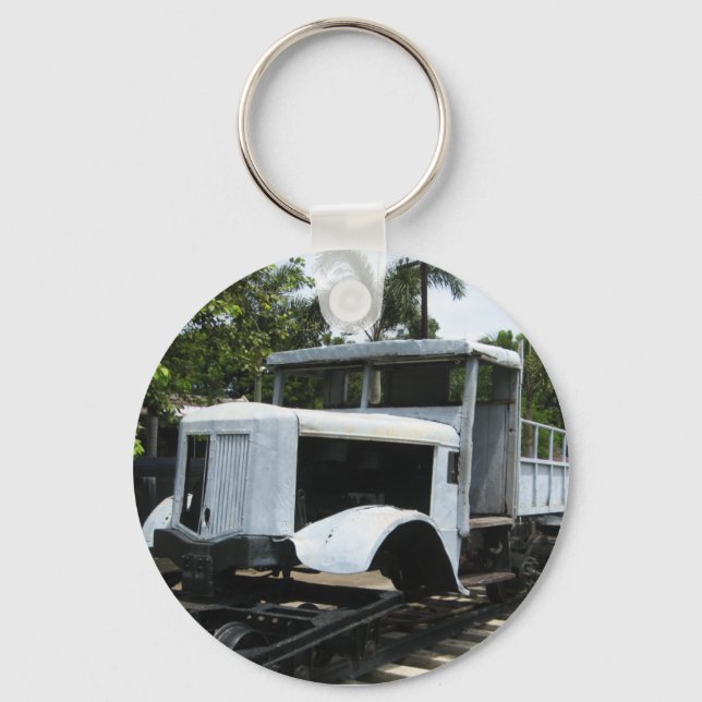 WW2 Military Train at the River Kwai Bridge Keychain (Front)