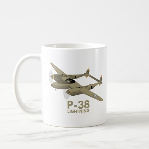 WW2 P_38 Lightning Airplane Coffee Mug