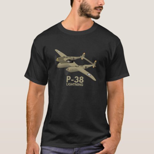 WW2 P_38 Lightning Airplane T_Shirt