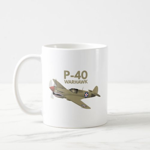 WW2 P_40 Warhawk Airplane Coffee Mug