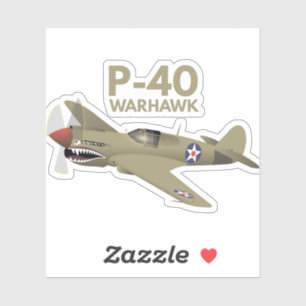 WW2 P-40 Warhawk Airplane Sticker