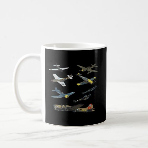 Ww2 Planes Warbirds P51 Mustang Spitfire Messersch Coffee Mug