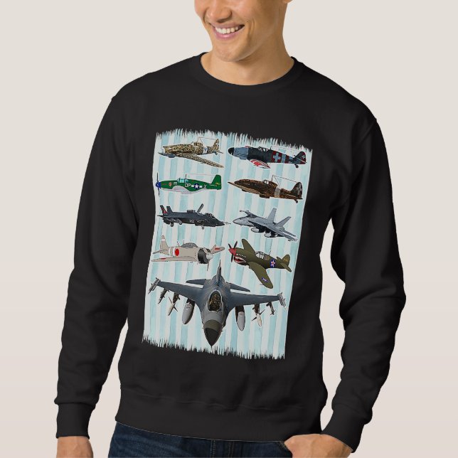 WW2 Planes Warbirds P51 Mustang Spitfire Messersch Sweatshirt (Front)