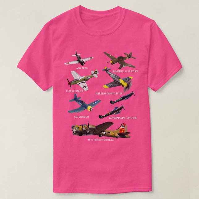 WW2 Planes Warbirds P51 Mustang Spitfire Messersch T-Shirt (Design Front)