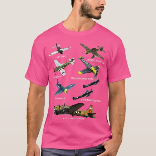 WW2 Planes Warbirds P51 Mustang Spitfire Messersch T_Shirt