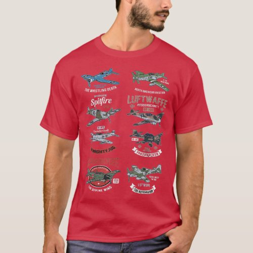 WW2 Planes Warbirds Warplanes F4U Corsair P47 Thun T_Shirt