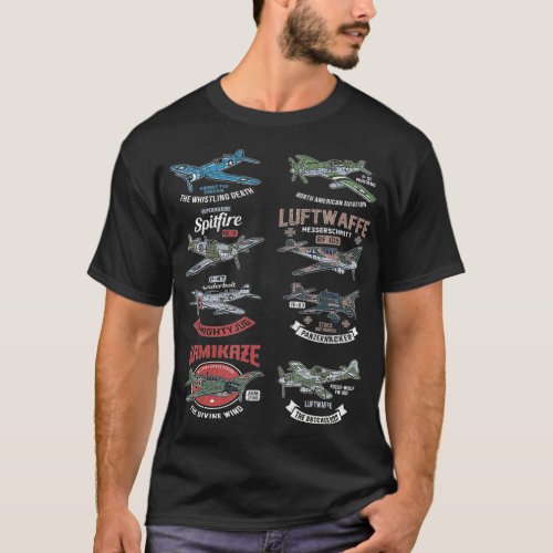 WW2 Planes Warbirds Warplanes F4U Corsair P47 Thun T_Shirt