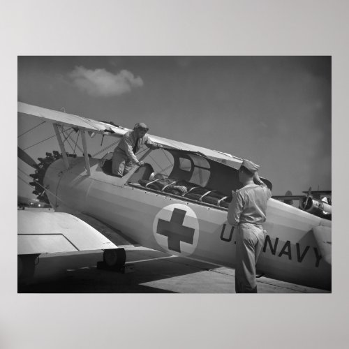 WW2 Red Cross Airplane Poster