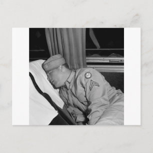 WW2 Soldier Napping, 1943 Postcard