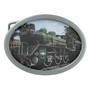 WW2 Steam Train at the River Kwai Bridge Oval Belt Buckle
