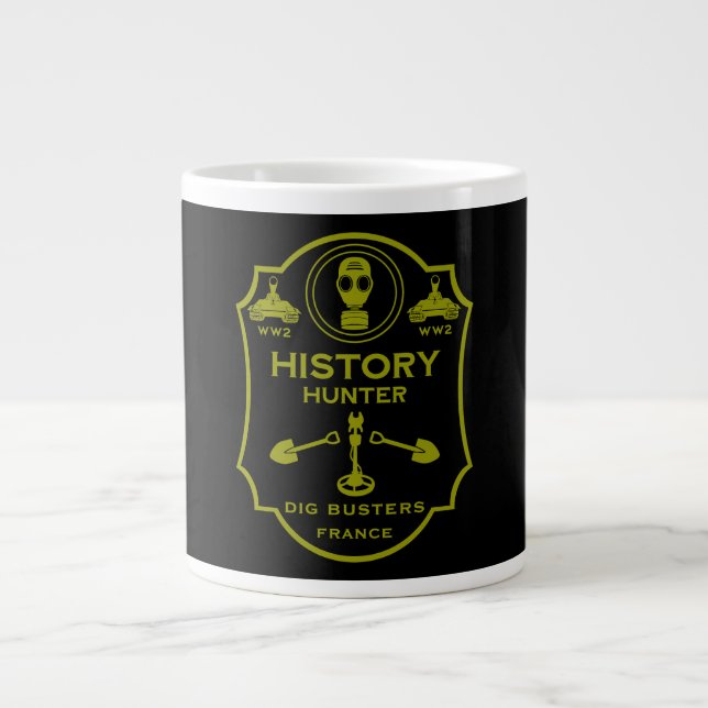 WW2 Trench Battlefield Metal Detecting Club Giant Coffee Mug (Front)