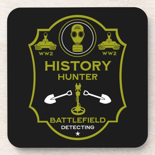 WW2 Trench Battlefield Metal Detectorist Beverage Coaster (Front)