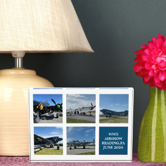 WW2 Vintage Airplane Photo Collage Aviator Custom Block