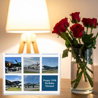 WW2 Vintage Airplane Photo Collage Aviator Custom Block
