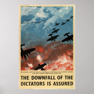 WW2 War Vintage Propaganda Downfall of Dictators Poster