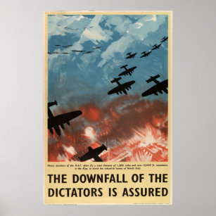 WW2 War  Vintage Propaganda Downfall of Dictators Poster