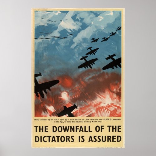 WW2 War  Vintage Propaganda Downfall of Dictators Poster