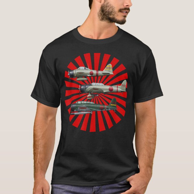 WW2 Warbirds Warplanes A6M2 Zero D3A1 Val B5N2 Kat T-Shirt (Front)