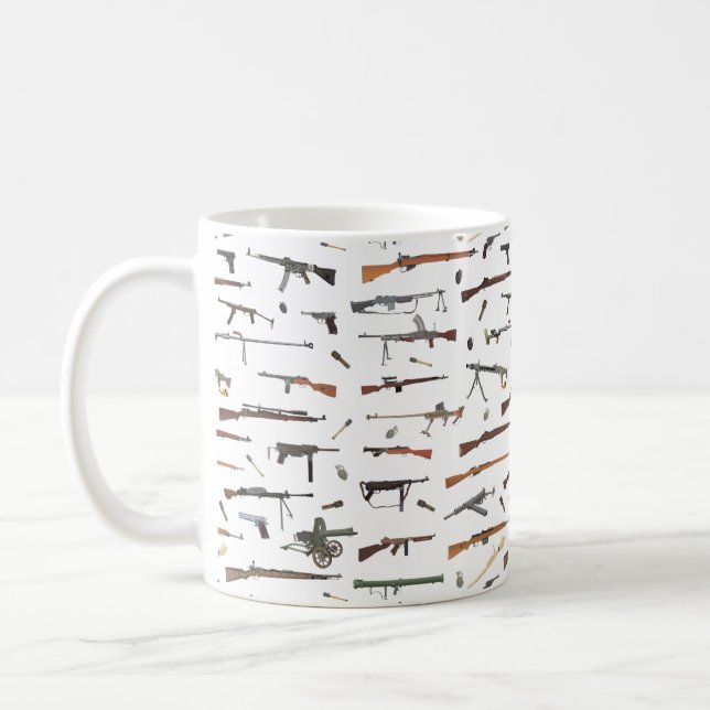 WW2 Weapons Pattern Coffee Mug (Left)