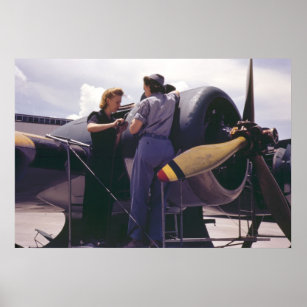 WW2 Women Airplane Mechanics Poster