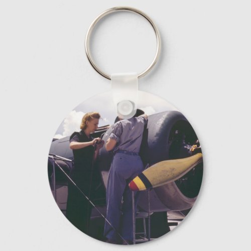 WW2 Women Aviation Mechanics Keychain