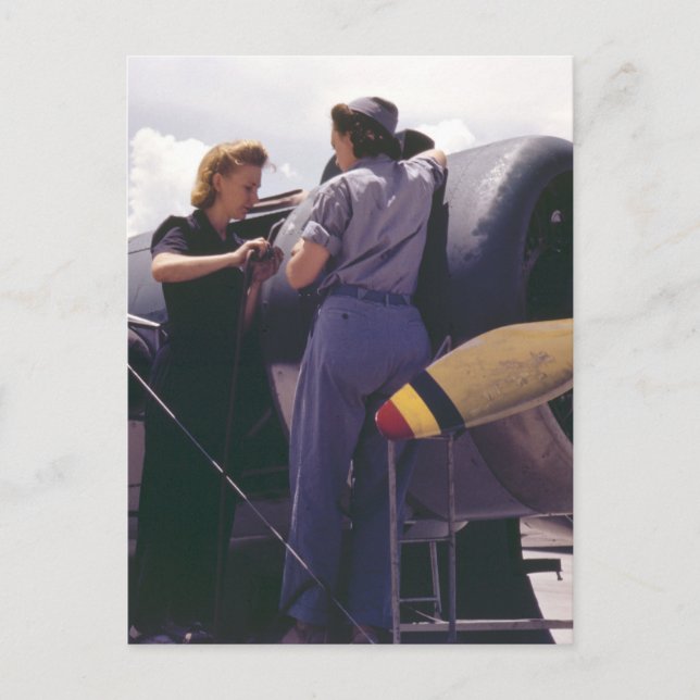 WW2 Women Aviation Mechanics Postcard (Front)