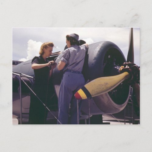WW2 Women Aviation Mechanics Postcard