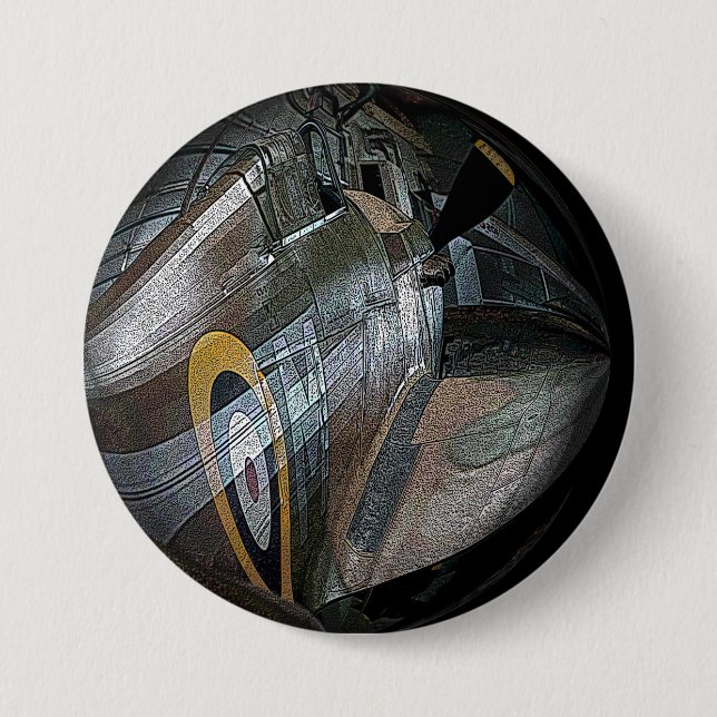 WW2 World War 2 Airplane Plane in Steampunk Style Button (Front)