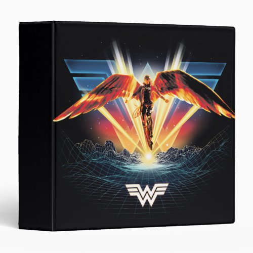 WW84  80s Retrowave Wonder Woman Graphic 3 Ring Binder