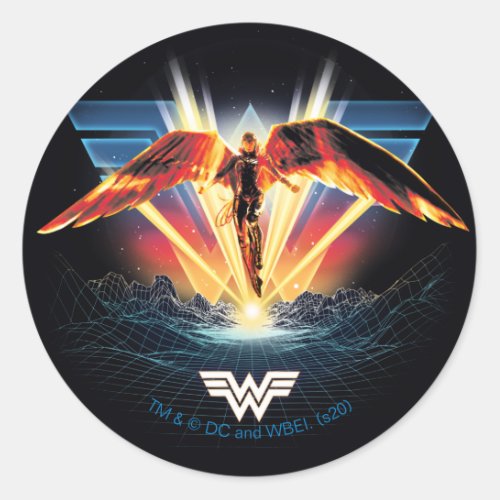 WW84  80s Retrowave Wonder Woman Graphic Classic Round Sticker