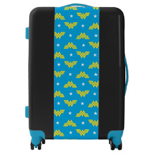 WW84   Blue Wonder Woman Logo And Stars Pattern Luggage