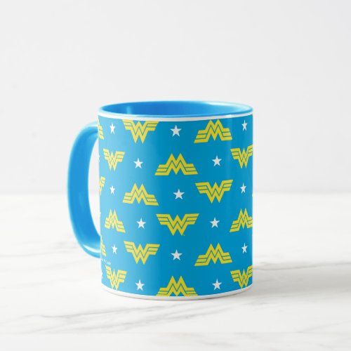 WW84  Blue Wonder Woman Logo And Stars Pattern Mug