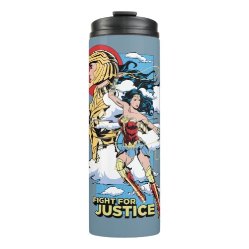 WW84  Fight For Justice Wonder Woman Retro Comic Thermal Tumbler