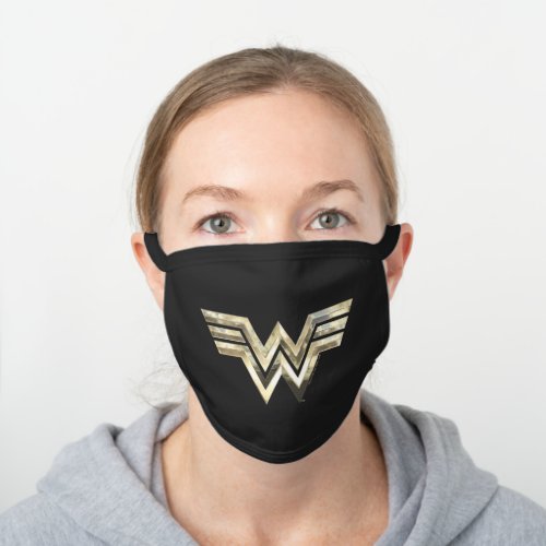 WW84  Golden Wonder Woman Logo Black Cotton Face Mask