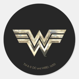 WW84   Golden Wonder Woman Logo Classic Round Sticker