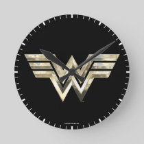 WW84 | Golden Wonder Woman Logo Round Clock