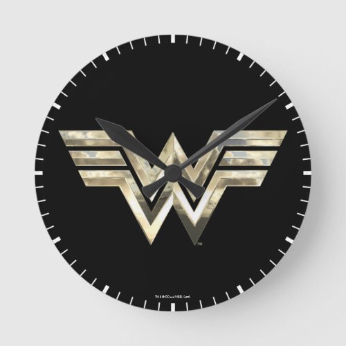 WW84  Golden Wonder Woman Logo Round Clock