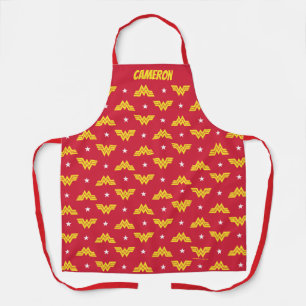 WW84 Red Wonder Woman Logo And Stars Pattern Apron