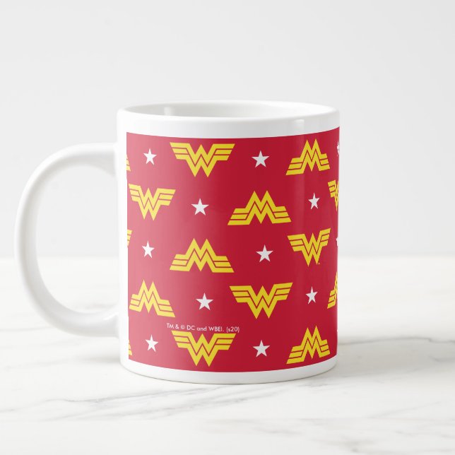 WW84 | Red Wonder Woman Logo And Stars Pattern Giant Coffee Mug (Left)
