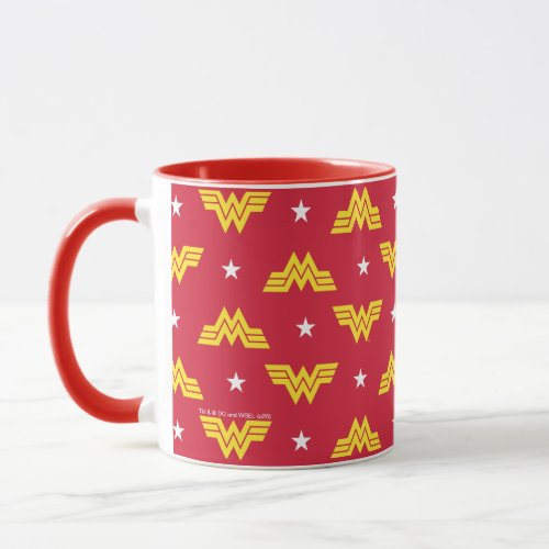 WW84  Red Wonder Woman Logo And Stars Pattern Mug
