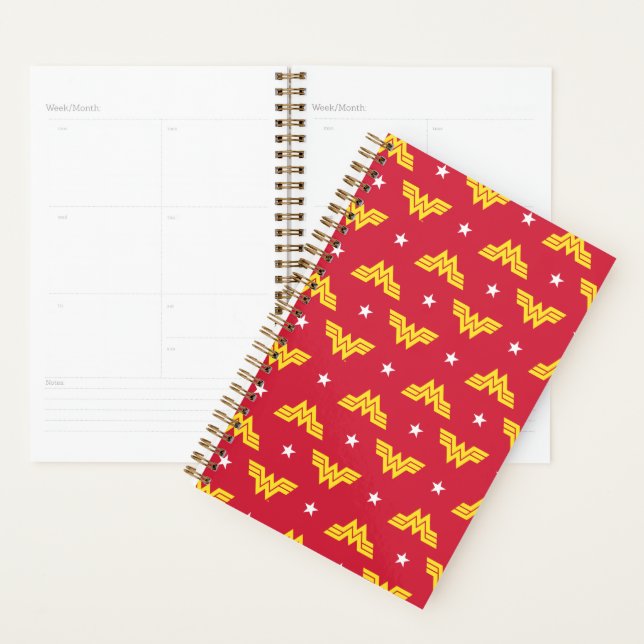 WW84 | Red Wonder Woman Logo And Stars Pattern Planner (Display)