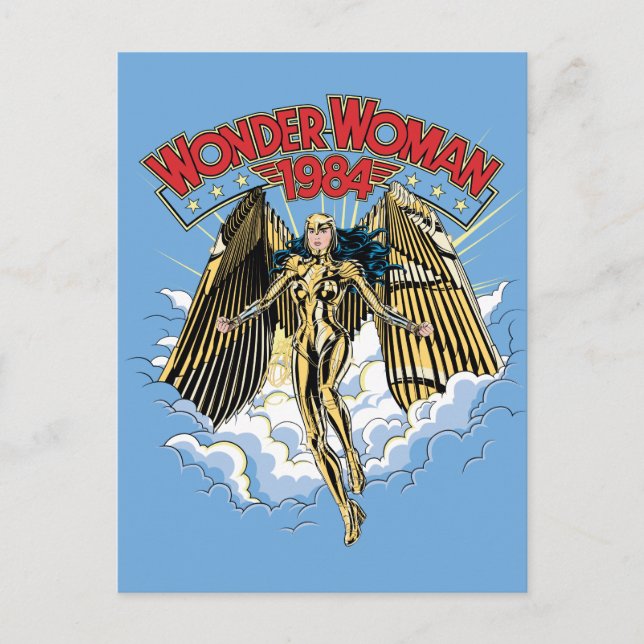 WW84 | Retro Comic Gold Armor Wonder Woman Invitation Postcard (Front)