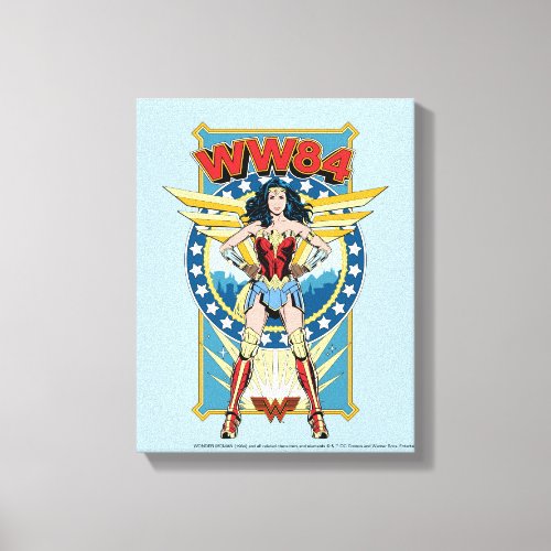 WW84  Retro Comic Wonder Woman Character Badge Canvas Print