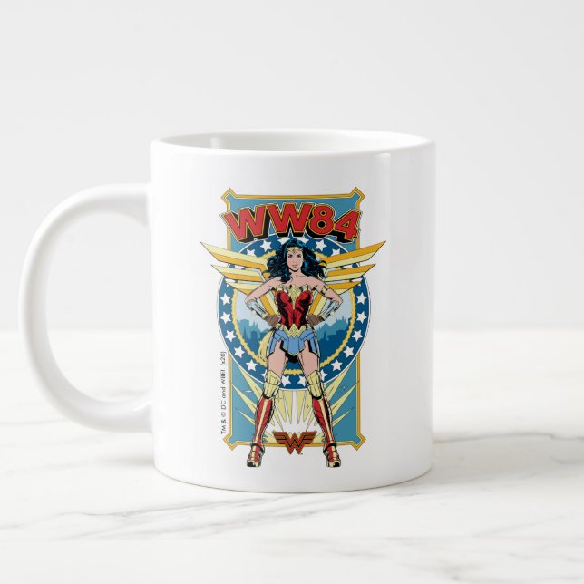WW84 | Retro Comic Wonder Woman Character Badge Giant Coffee Mug (Left)