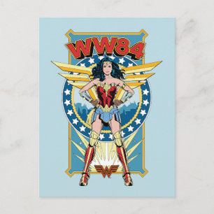 WW84   Retro Comic Wonder Woman Character Badge Invitation Postcard